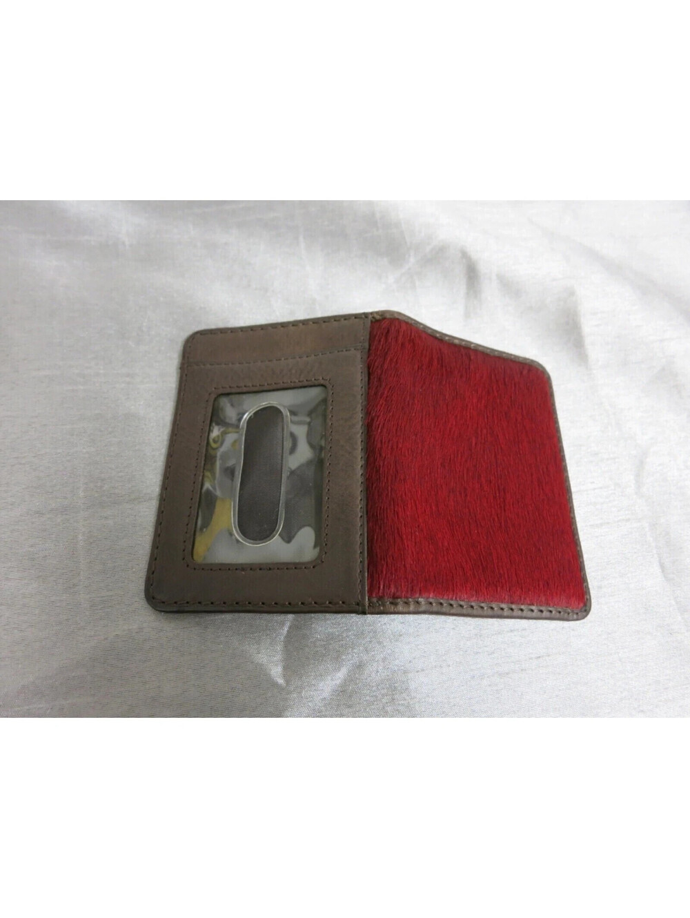vintage Red Polo Ralph Lauren Cow Hide Fur leather bifold wallet RARE! - Picture 7 of 7